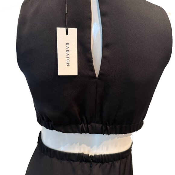 NWT Aritzia Babaton Cella Cutout Slip Dress XXS Black Sleek Minimalist Chic - Picture 9 of 11